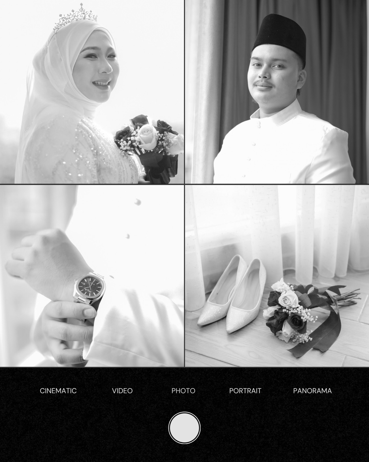 Black and white solemnization details of Fizie and Sarah